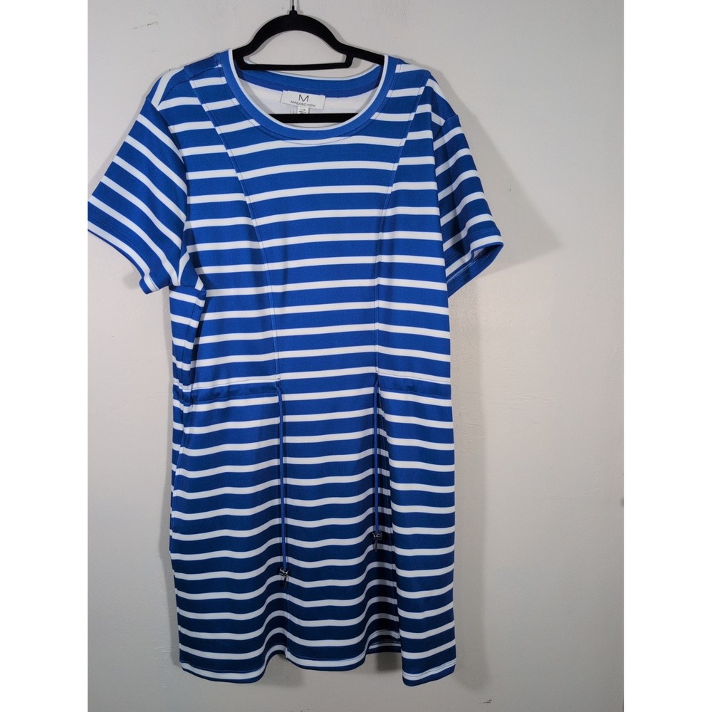 Magaschoni Dress Women Bold Blue & White Striped Large